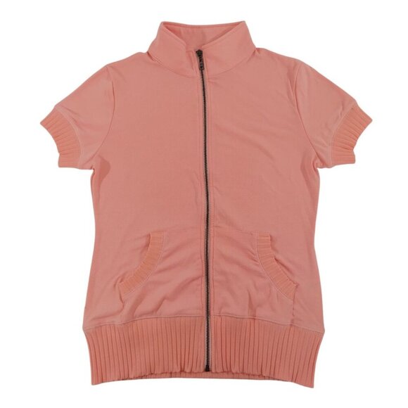 Hooded sweatshirt with zip on the front, short sleeves in pink, size S, NWOT. - Picture 2 of 10